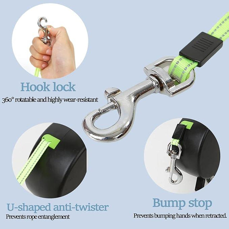 DualGlide™ 360° Swivel Retractable Dog Leash (For 2 Dogs)