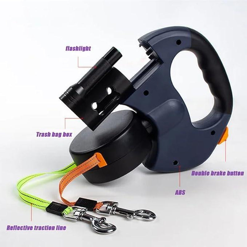 DualGlide™ 360° Swivel Retractable Dog Leash (For 2 Dogs)