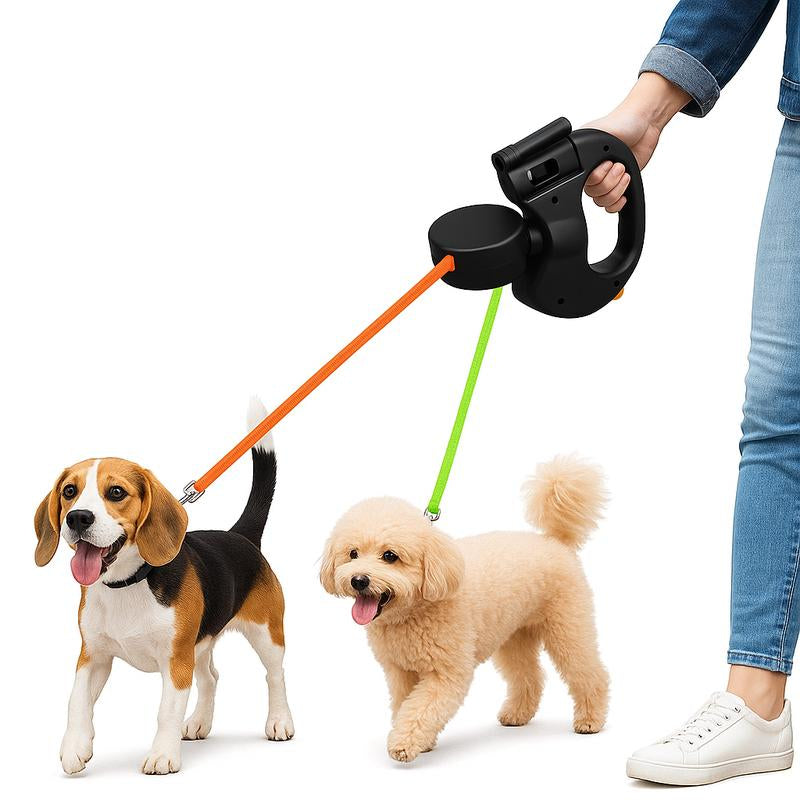 DualGlide™ 360° Swivel Retractable Dog Leash (For 2 Dogs)
